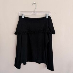Y2K BLACK MISS DORBY FRINGE OFF THE SHOULDER 3/4 SLEEVE SWEATER TOP
